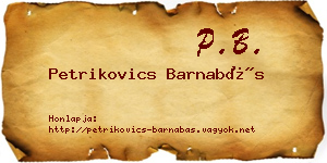Petrikovics Barnabás névjegykártya