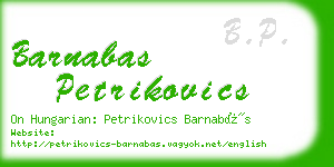 barnabas petrikovics business card